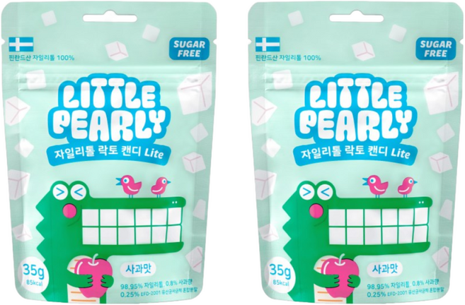 리틀펄리 유아 어린이 자일리톨 장유산균 무설탕 캔디 라이트 사과맛, 2개, 35g