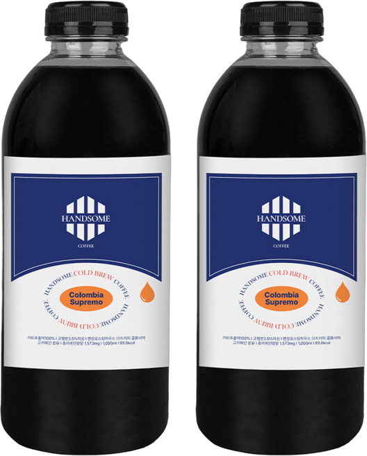 핸섬로스팅하우스 더치커피 콜롬비아 수프리모 콜드브루원액, 1L, 2개, 1개입