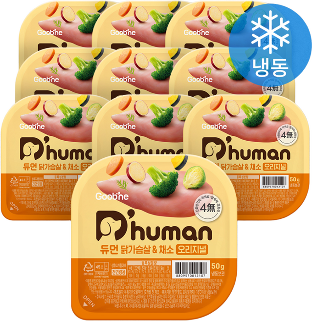 듀먼 전연령용 강아지 오리지널 화식사료, 닭+채소, 50g, 10개