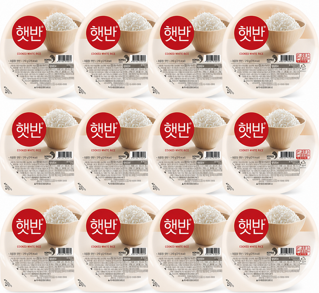 햇반 백미밥, 210g, 12개