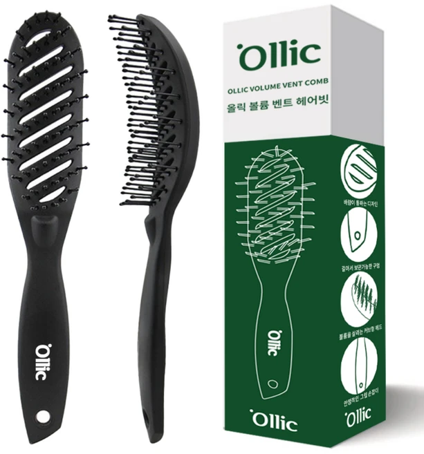 올릭 볼륨업 스타일링 벤트 헤어 브러쉬, 1개, 블랙 - 쿠팡