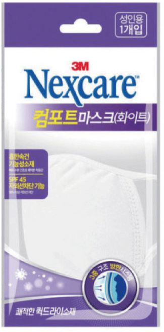 3M 넥스케어 컴포트 마스크 (성인용 화이트), 1매입, 1개, 화이트