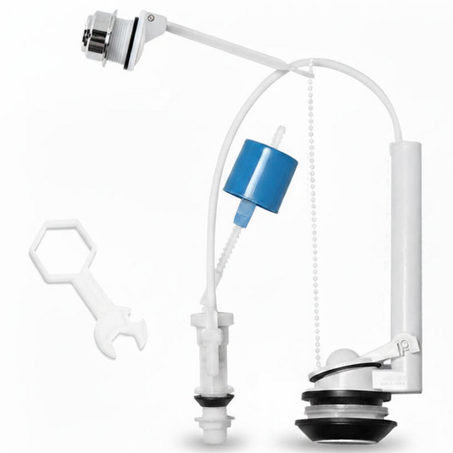 올인원 측면 버튼형 양변기 물탱크 부속 세트 / 셀프 교체용 공구 포함, 혼합색상