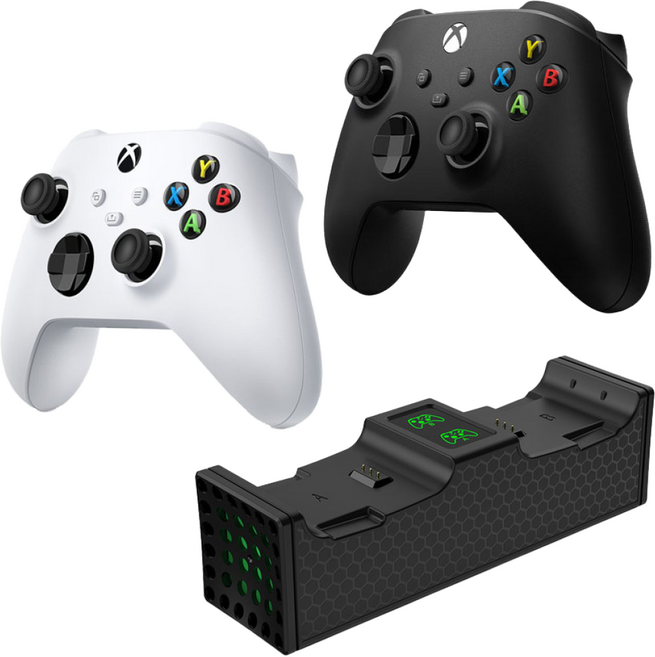 XBOX 4세대 엑박패드 컨트롤러 + 고속 충전독 배터리 세트 /DOBE 도브, 화이트