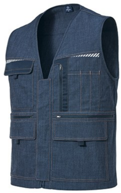 지벤 춘추 작업복조끼 [ ZB-V1921 ]면함유 수납성좋은 데님라이크 작업조끼, 1개