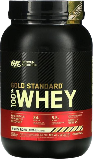 옵티멈뉴트리션 골드 스탠다드 웨이 프로틴 로키로드 맛 [907g] 단백질 24g 글루타민 4g BCAA 5.5g, 907g, 1개