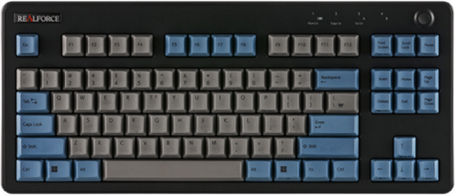 NEW 리얼포스 R3 텐키리스 APC 그레이 블루 토프레 무접점 키보드, 한글자판, 균등 키압 45g (R3HDK1)