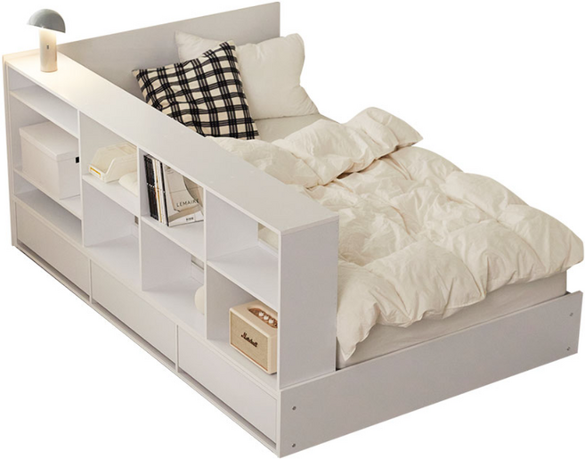 [할인해봄] 파로마 큐브A 책장형 수납침대 슈퍼싱글 SS 프레임만, 화이트 책장형 A01