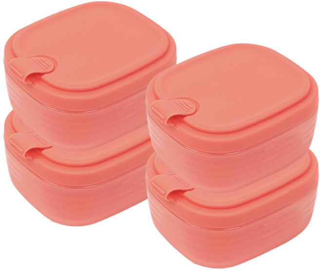 네오실리 에어락 국산 프리미엄 실리콘 밀폐 용기 냉동밥용기, 4개, 중형(300ml) 코랄핑크
