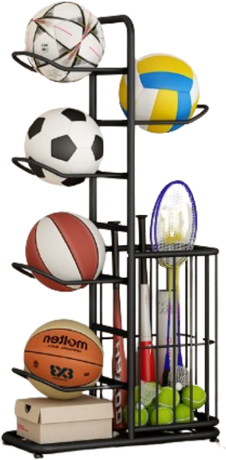 라켓 보관함 농구공 거치대 공거치대 축구공 정리대 배드민턴 정리함, 블랙, 1개