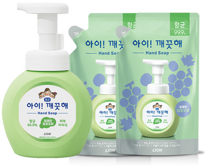 아이깨끗해 청포도(용기250mlx1개+리필200mlx2개), 1개, 650ml