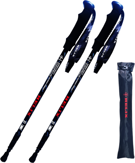 헬릭스 시그니처3단 초경량 등산스틱 2개 1세트+케이스, 블랙