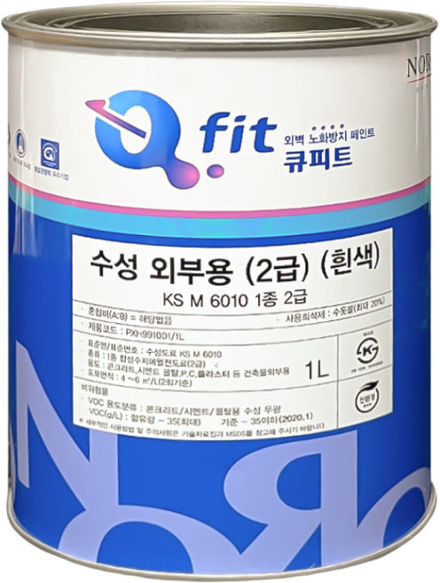 노루페인트 수성 외부용 백색, 화이트, 1L, 1개