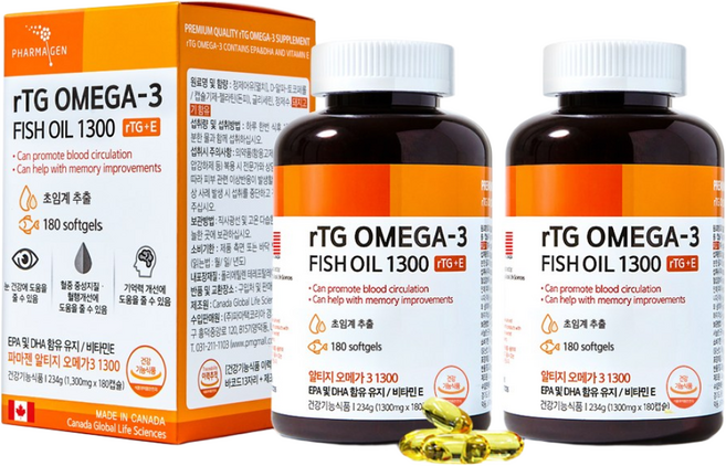 파마젠 rTG 알티지 오메가3, 180정, 2개