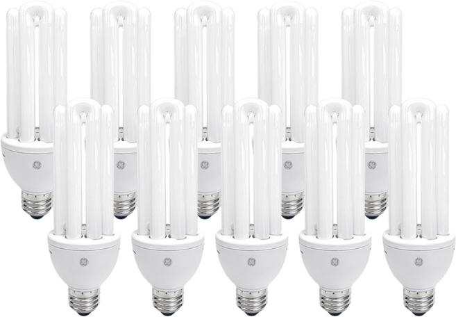 GE루미트론 삼파장전구 30W E26전구 X 10개입, 주광색, 10개, 주광색(하얀빛)