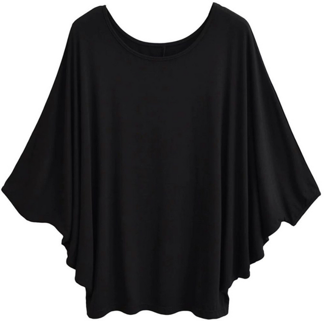 AOKADA 여성 봄 가을 가오리핏 라운드 티셔츠