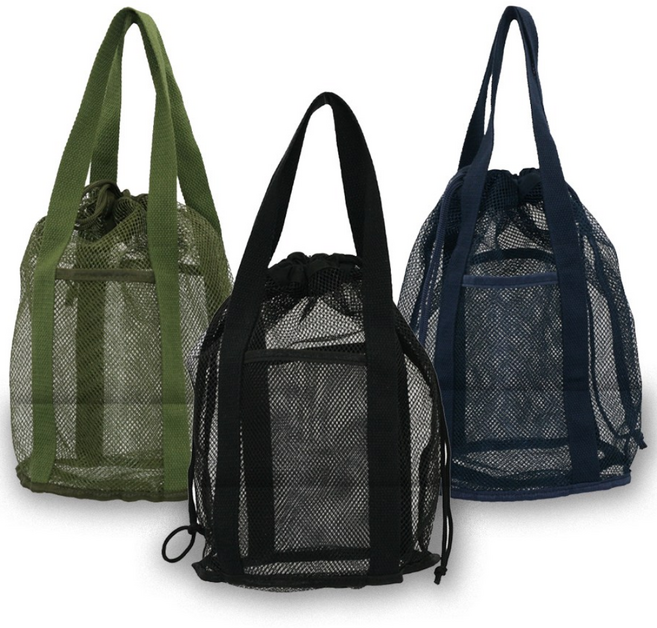 슈나이더 물빠짐 좋은 망사 원통형 조리개 수영가방 SNT-XC01, 블랙