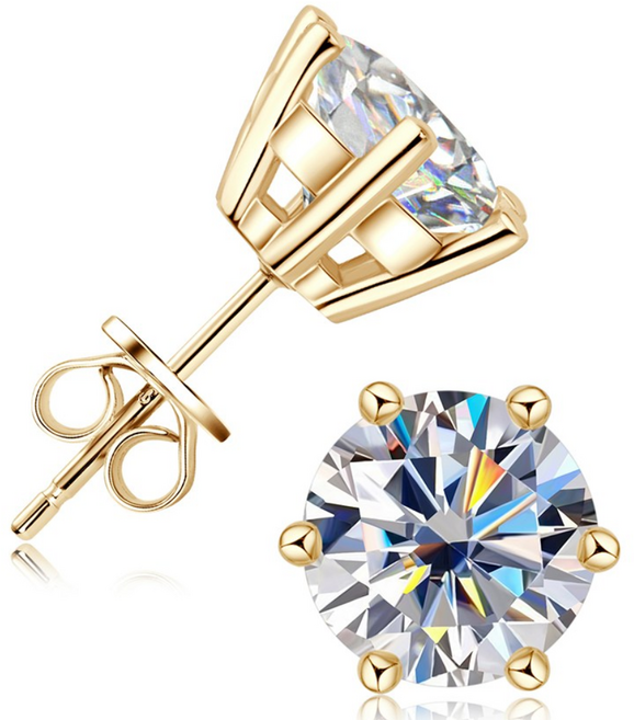 모이사나이트 5부 1캐럿 2캐럿 925실버 솔리테어 귀걸이 피어싱 여성 패션 고전 귀걸이 주얼리 생일 선물