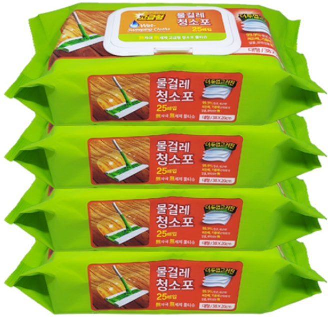 물걸레청소포 고급형 대형 25매 38 x 20cm, 4개