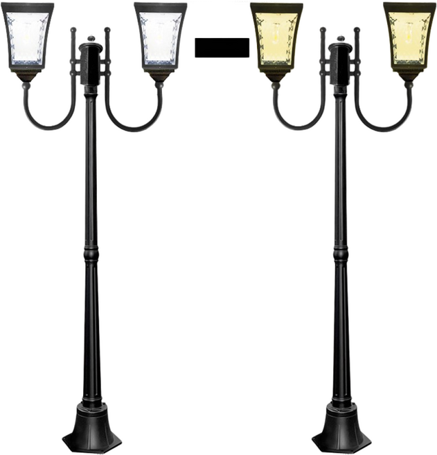 LED 태양광 가로등 태양열 사각 문주등 정원 조명 2등, 흰빛, U자가지, 1.8m