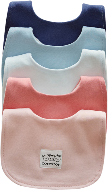 돗투돗 순면 방수 아기 턱받이 5종세트, 1세트, 5개입, B세트