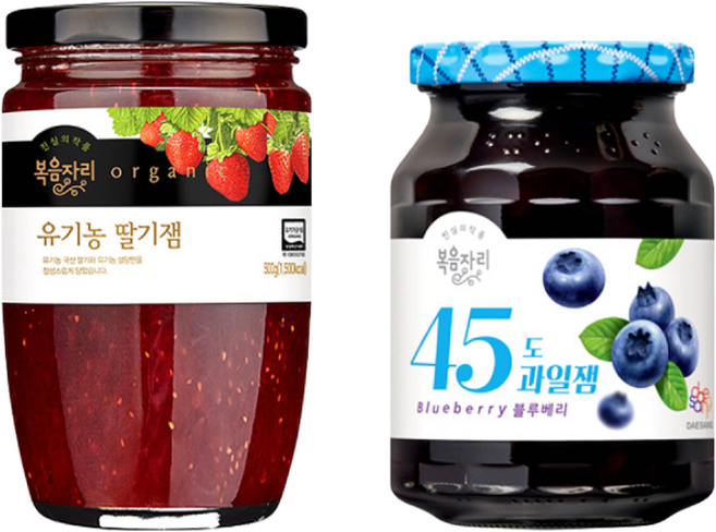 복음자리 유기농 딸기잼 500g / 45도 블루베리잼 350g 세트, 1개