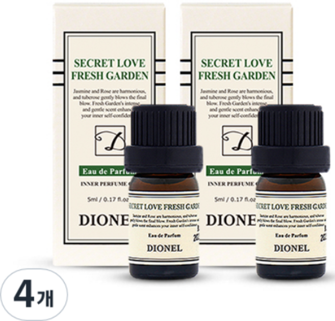 DIONEL 女性私密處香氛油 清新花園香, 4瓶, 5ml