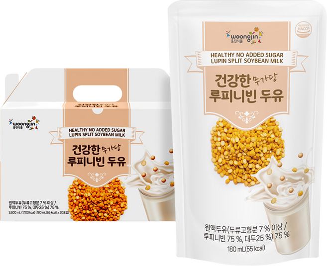 웅진 건강한 무가당 루피니빈 두유 고단백 무첨가 식사대용, 20개, 180ml