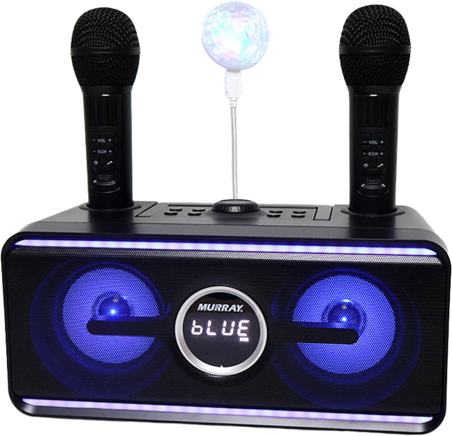 마농 휴대용 가정용 무선마이크 블루투스 노래방 듀얼 스피커 노래방 기계 반주기 세트 + 미러볼, 노래방기계
