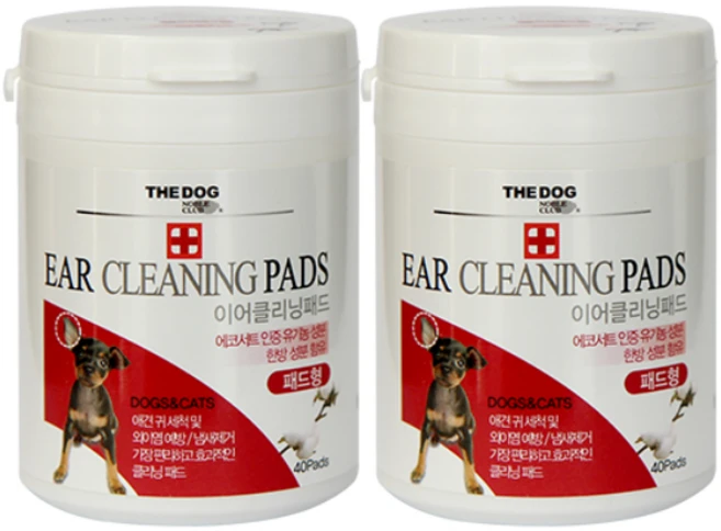 더독 이어클리닝 패드 40p, 175g, 2개 - 쿠팡