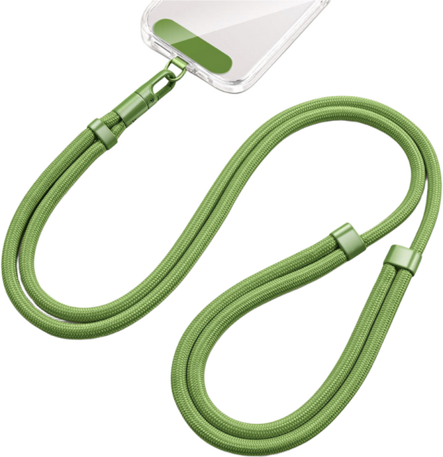 ABMOS 휴대폰 숄더 스트랩 목걸이줄 +휴대폰 태그홀더 세트, 1개, 그린