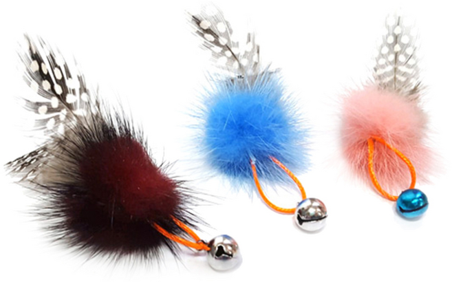 힐링타임 니나노 천연밍크 원형볼 고양이 장난감 리필상품 NH-058, 랜덤 발송, 3개