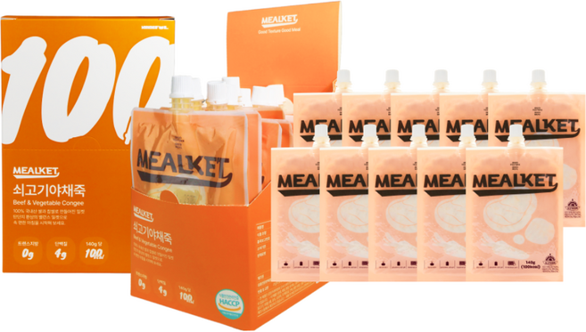 모닝풀 밀켓 쇠고기야채죽, 140g, 10개