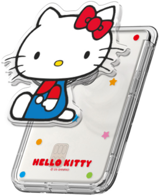 산리오 아크릴 그립 스마트톡 투명 마그네틱 카드지갑(맥세이프 호환), 1개, 위크앤드_헬로키티