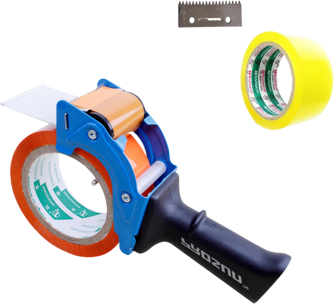 유니펙스 박스테이프 커터기 세트(커터기+테이프+리필칼) 박스 택배 포장 손목 부담없는 핸드형 셀러 필수템, 1개