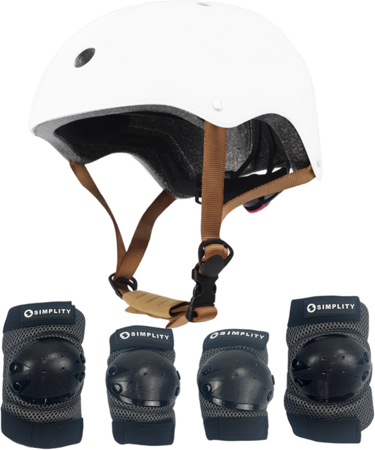 심플리티 유아 헬멧 보호대 세트 킥보드 자전거, 크림+보호대, 1개