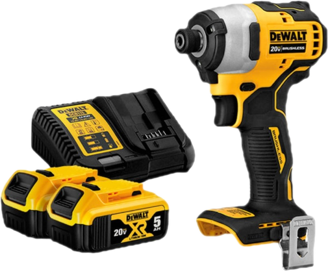 디월트 DCF809P2 충전 임팩 드라이버 20V 5.0Ah 2팩 BL, 1세트