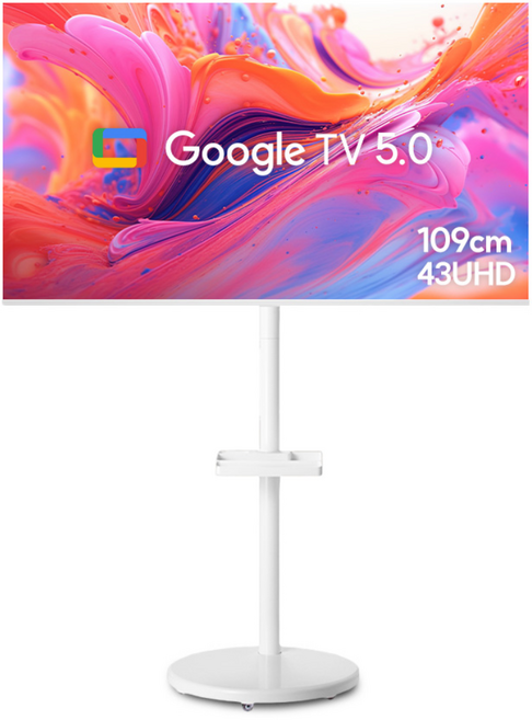스카이뷰 화이트에디션 삼탠바이미 109cm(43인치) 4K UHD 스마트 이동식 TV 중소바이미 삼텐바이미, 고객직접설치, 이동형 스탠드, 삼탠바이미 셋트
