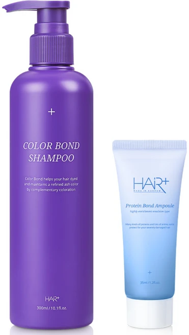 헤어플러스 컬러본드 애쉬 보색 샴푸 300ml+단백질 앰플 35ml, 1개, 300ml - 쿠팡