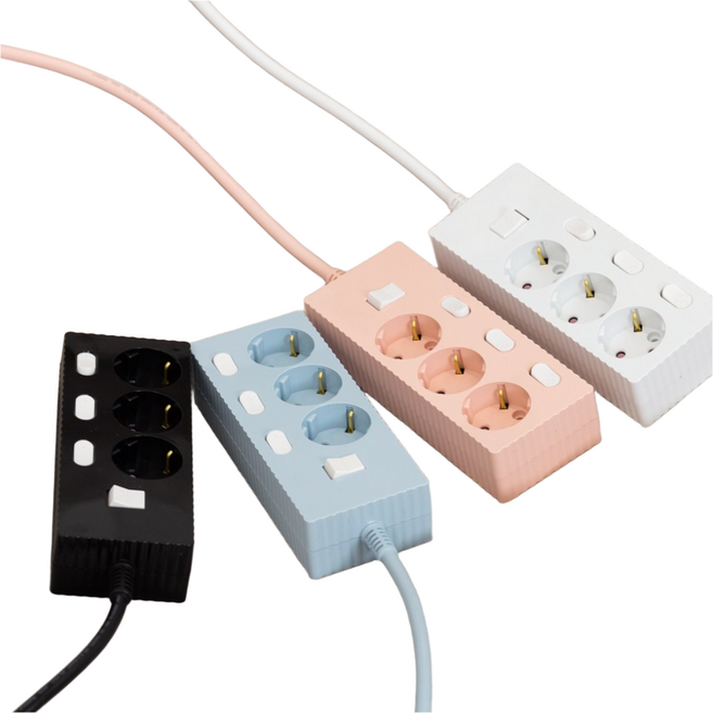 쿠폰19% 파워존 자동소화 웨이브 멀티탭 콘센트 화재예방 개별 절전 과부하차단 3구, 3m, 자동소화 3구 블랙, 1개