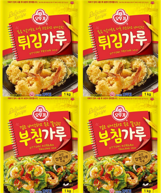 오뚜기 부침가루 1kg X 2개+튀김가루 1kg X 2개, 4개