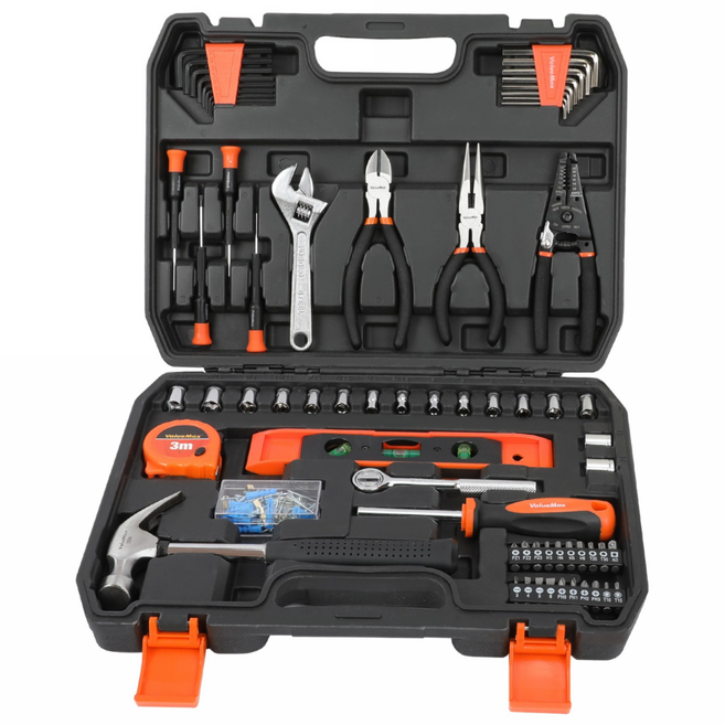 VALUEMAX 8pc/30pc/150pc 가정 수리 공구세트 펜치 렌치 드라이버 망치 플라이어 포함 작업용 다용도 가정용 공구세트 수리 및 자동차 정비용 공구함 세트, 150 PC, 1세트