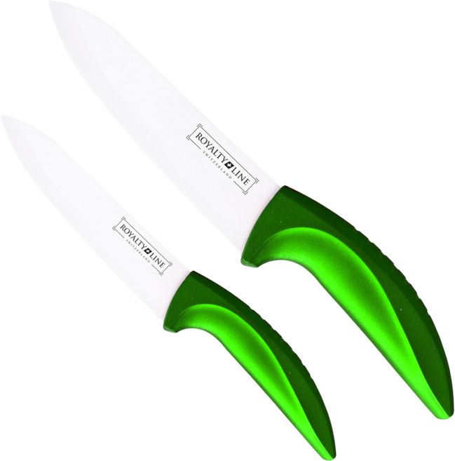 로얄티라인 스위스 2종 세라믹 식도 과도 주방칼 세트, 에메랄드 그린, 1세트