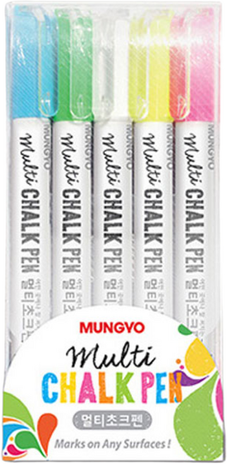 문교 멀티초크펜 5색 5본입 보드펜 유리펜 물칠판 사무용, 1개