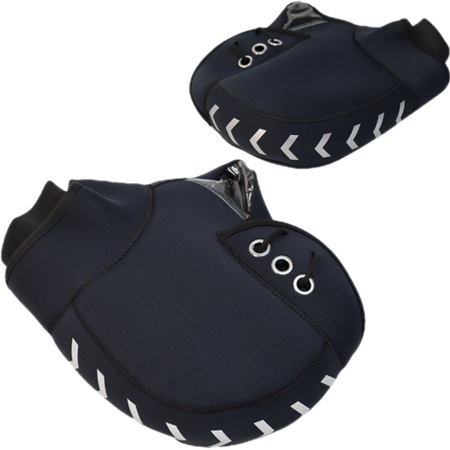 프라홈 오토바이 네오플렌 방한 장갑 토시 반사판 방수커버, 블랙