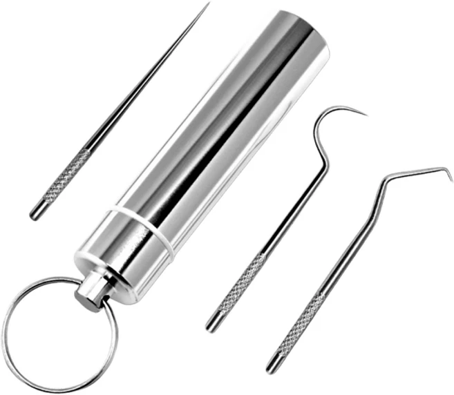 이물질 쏙빼주는 휴대용 치간칫솔 갈고리모형 스텐 이쑤시개 3종세트, 1세트, 3개입, 10mm - 쿠팡