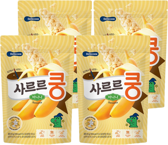 베베쿡 유아용 사르르쿵 과자, 바나나, 23g, 4개