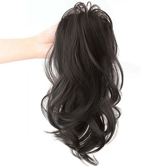 백송 아우라 소프트 볼륨 웨이브 헤어 클립 부드러운 펌가발 집게형 우아한 페미닌한 유니크, 1개, 브라운