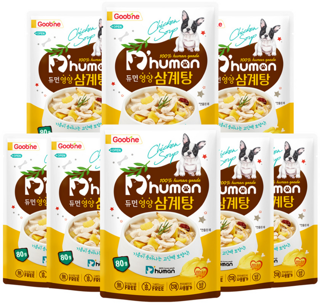 듀먼 강아지 영양 삼계탕 파우치, 혼합맛(닭가슴살/고구마), 80g, 8개