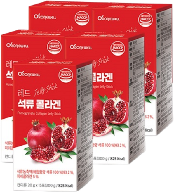 로니웰 레드 석류 콜라겐 젤리 스틱, 300g, 5개